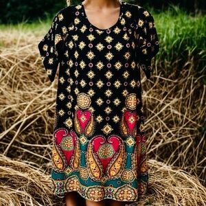 Lily Pad MultiColored‎ Print Cold Shoulder Dress Size Large